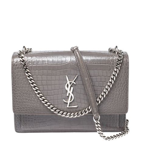 ysl sunset bag street style|YSL sunset bag croc grey.